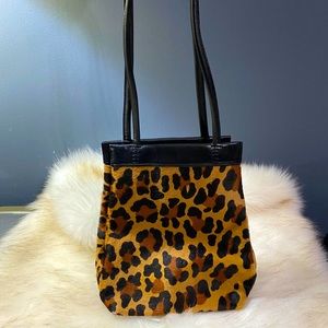 Vintage Nine West cow fur and leather cheetah bag